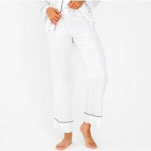 Ettitude Sateen Bamboo PJ Pajama Lounge Sleep Pants Lightweight White Size Small